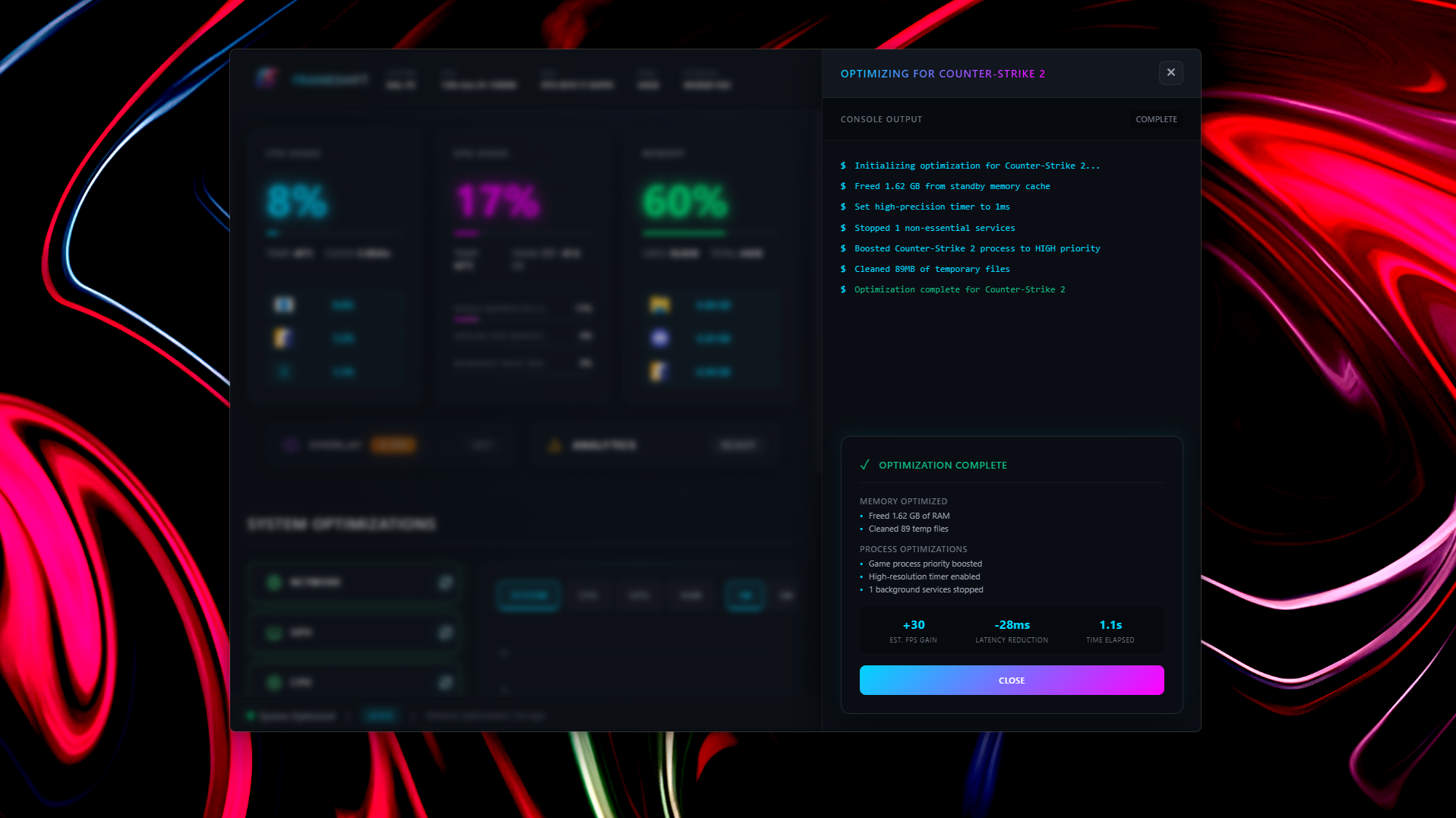 Game detection notification and automatic optimization trigger